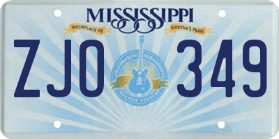 MS license plate ZJO349