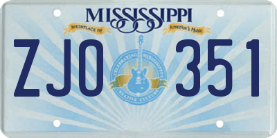 MS license plate ZJO351
