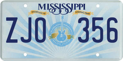 MS license plate ZJO356