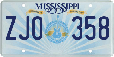 MS license plate ZJO358