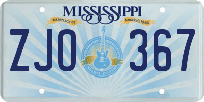 MS license plate ZJO367