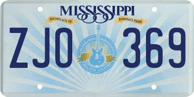 MS license plate ZJO369