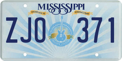 MS license plate ZJO371