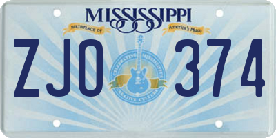 MS license plate ZJO374