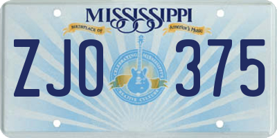 MS license plate ZJO375