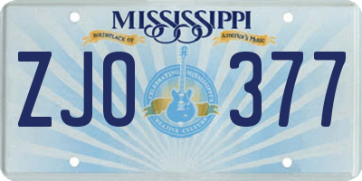 MS license plate ZJO377