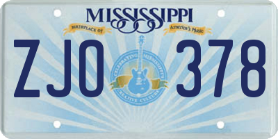 MS license plate ZJO378