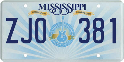 MS license plate ZJO381