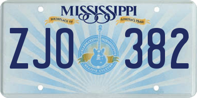 MS license plate ZJO382