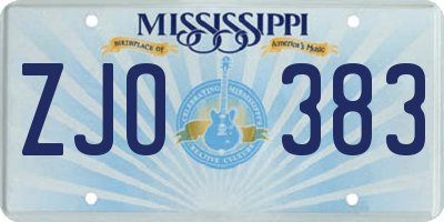 MS license plate ZJO383