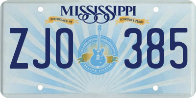 MS license plate ZJO385