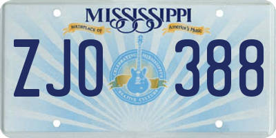 MS license plate ZJO388