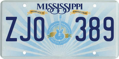 MS license plate ZJO389