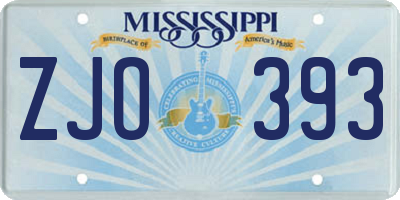 MS license plate ZJO393