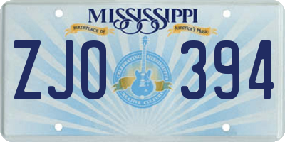 MS license plate ZJO394