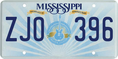 MS license plate ZJO396