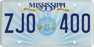MS license plate ZJO400