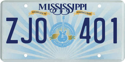 MS license plate ZJO401