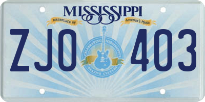 MS license plate ZJO403