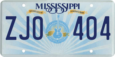 MS license plate ZJO404