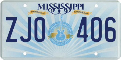 MS license plate ZJO406