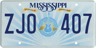 MS license plate ZJO407