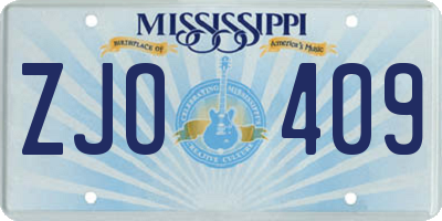 MS license plate ZJO409