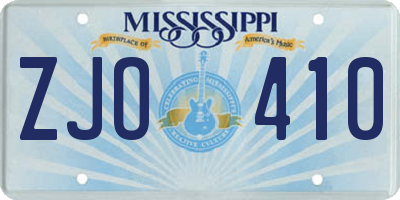 MS license plate ZJO410