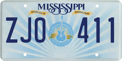 MS license plate ZJO411