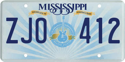 MS license plate ZJO412