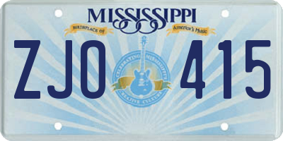 MS license plate ZJO415