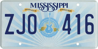 MS license plate ZJO416
