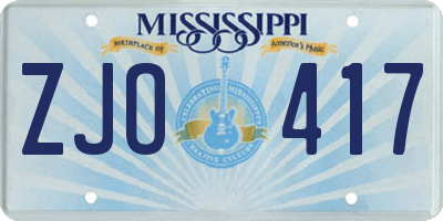 MS license plate ZJO417