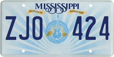 MS license plate ZJO424