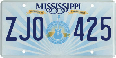 MS license plate ZJO425