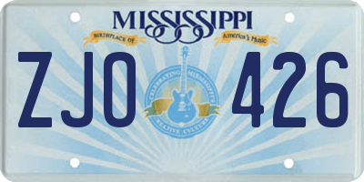 MS license plate ZJO426