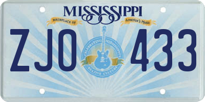 MS license plate ZJO433