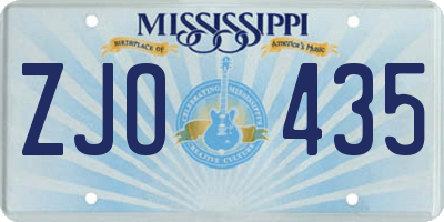 MS license plate ZJO435