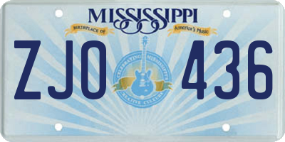 MS license plate ZJO436