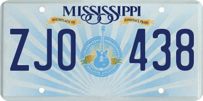 MS license plate ZJO438