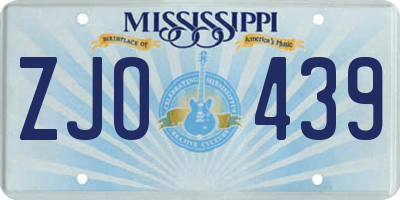 MS license plate ZJO439
