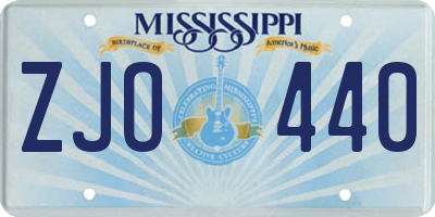 MS license plate ZJO440