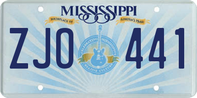 MS license plate ZJO441