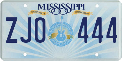 MS license plate ZJO444