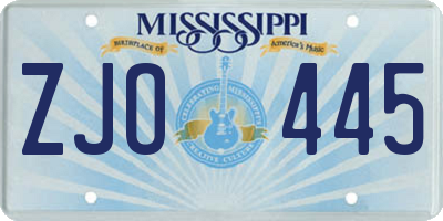 MS license plate ZJO445