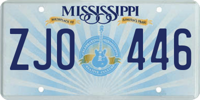 MS license plate ZJO446