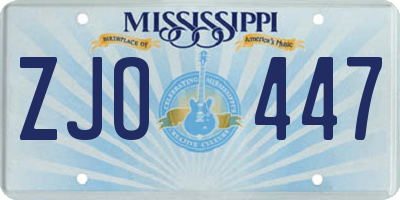 MS license plate ZJO447