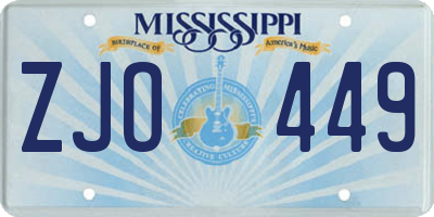 MS license plate ZJO449
