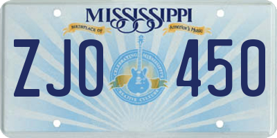MS license plate ZJO450