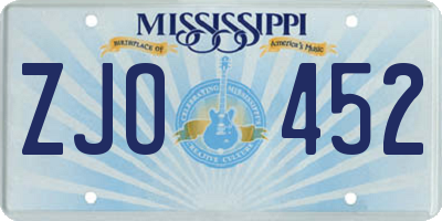 MS license plate ZJO452